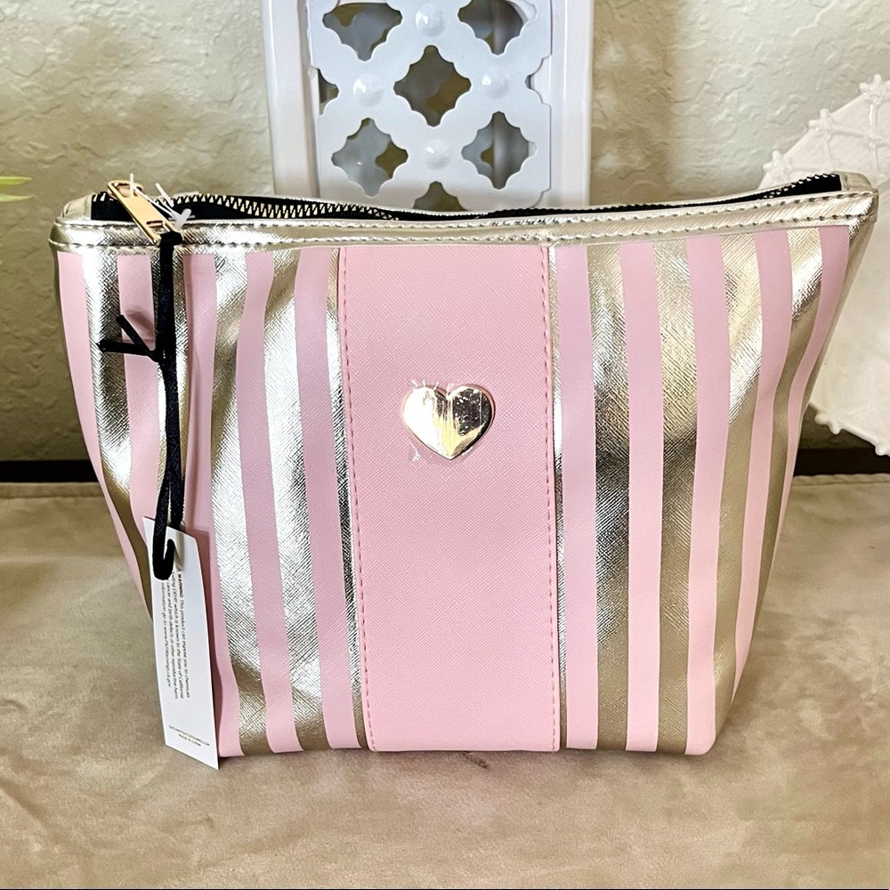 Heart Makeup Striped Bag